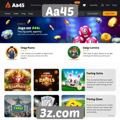 Análise das funcionalidades do site de jogos Aa45